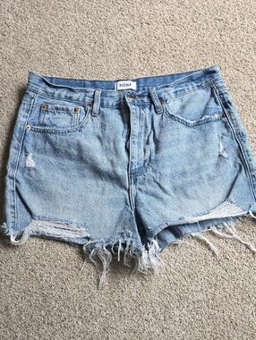 pistola Light Blue Distressed High-Rise Denim Shorts